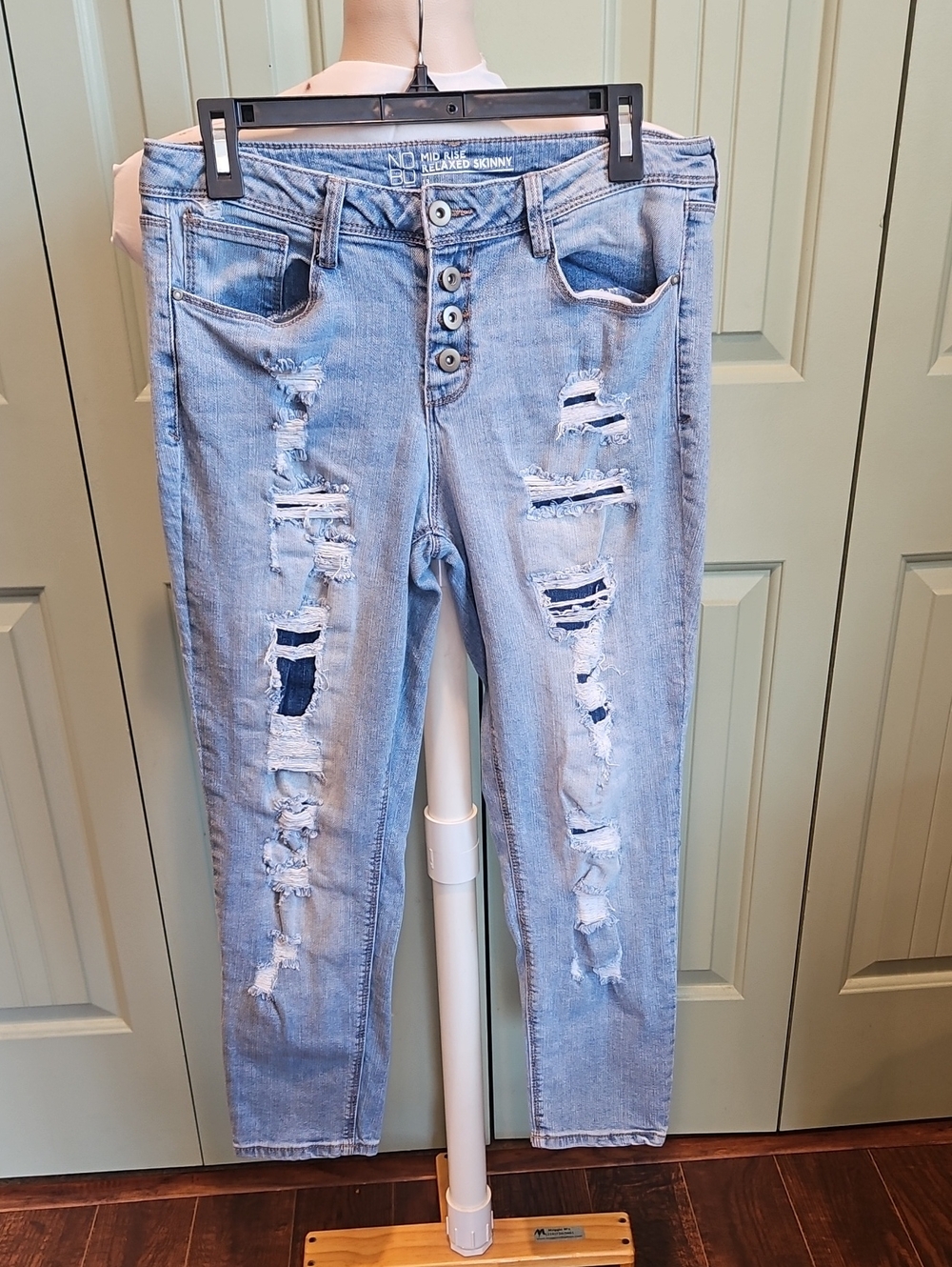 NOBO Light Blue Distressed High-Rise Skinny Jeans